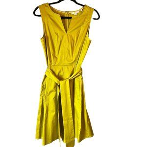 Boden Mischa Sleeveless Belted Fit and Flare Dress Chartreuse Gold Yellow US8R